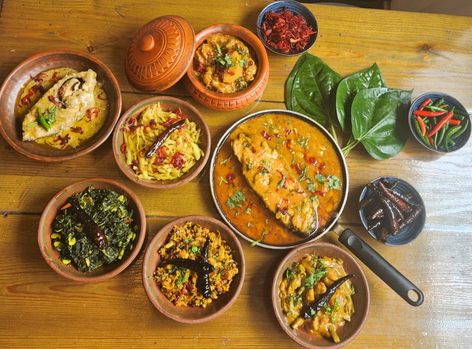 Traditional Bangladeshi fish spread